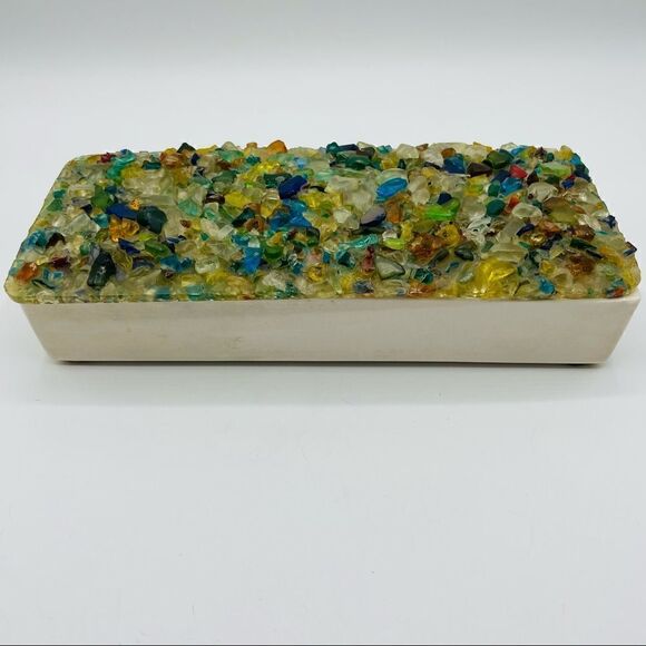 Vintage Glass Shack Hawaii Sea Glass Ceramic Trinket Box - Picture 1 of 7